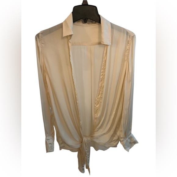 Indah Silk Tilda open tie front long sleeve top Revolve  size XS - Picture 2 of 9